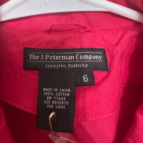The J Peterman Company 1947 Pink shirt Dress Tie Waist Button Cotton Size 6 - Picture 4 of 7